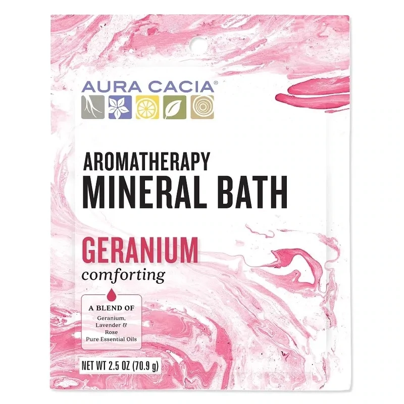 AURA CACIA Comfort. Geranium Mineral Bath 2.5 oz.