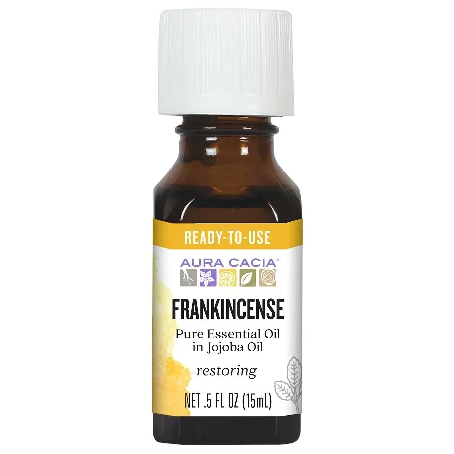 AURA CACIA Pure Essential Oil Frankincense in jojoba oil .5oz