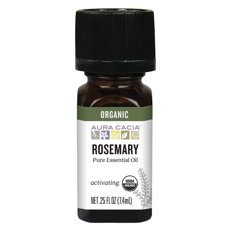 AURA CACIA Organic Rosemary Essential Oil .25 Fl. Oz.