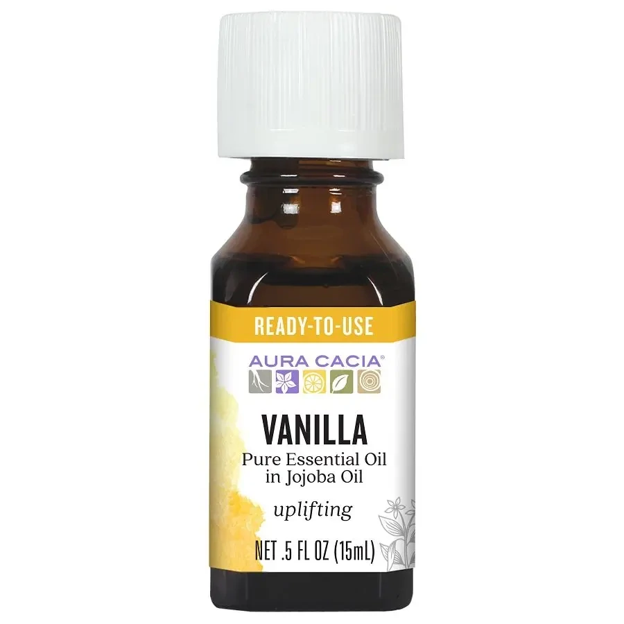 AURA CACIA Pure Essential Oils Vanilla In Jojoba Oil .5 Fl. Oz.