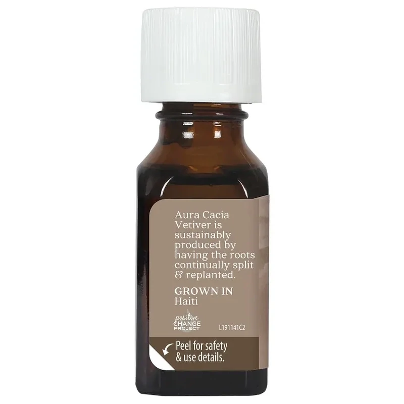 AURA CACIA Vetiver Essential Oil .5 Fl. Oz.