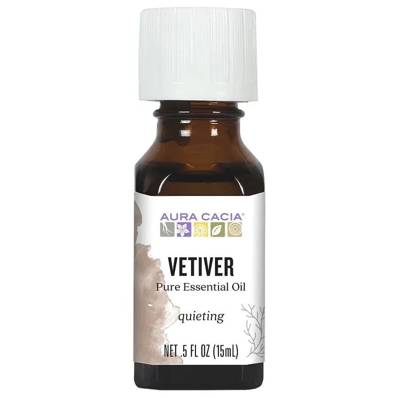 AURA CACIA Vetiver Essential Oil .5 Fl. Oz.