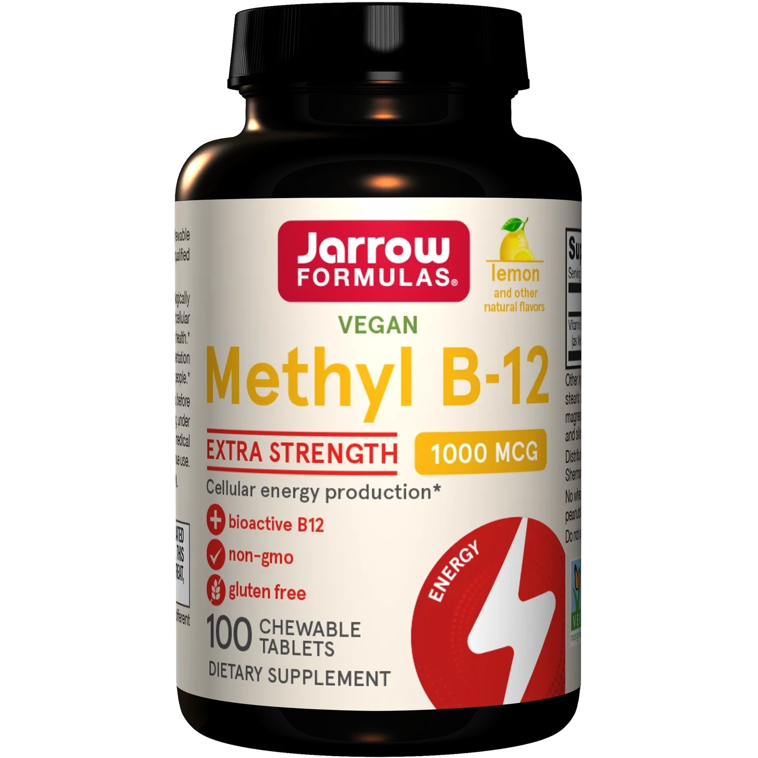 JARROW  Methyl B-12 1,000 mcg. 100 Lemon Flav. Chew Tabs.
