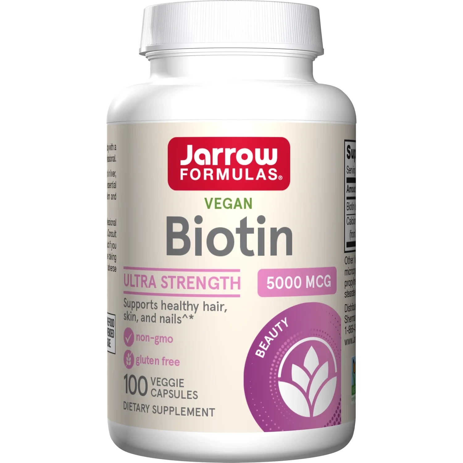 JARROW Biotin 5000 mcg. 100 Veg. Caps.