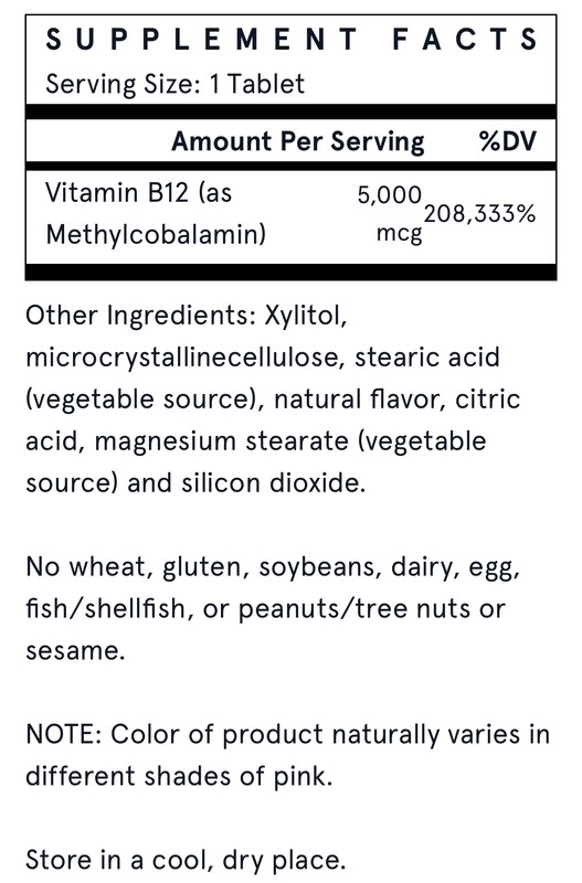 JARROW Methyl B-12 5,000 mcg. 60 Cherry Flav. Loz.