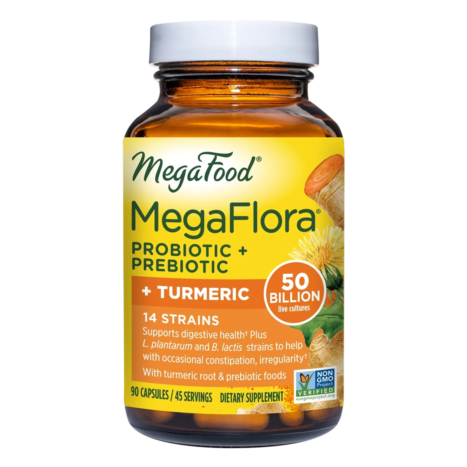 MEGAFOOD  MegaFlora w/Tumeric 90 Caps.
