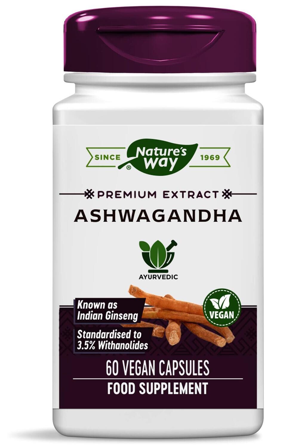 NATURE&#39;S WAY Ashwagandha 60 Vegan Caps.