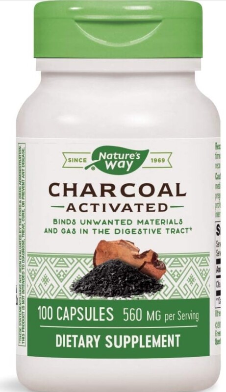 NATURE&#39;S WAY Activated Charcoal 280 mg. 100 Caps.