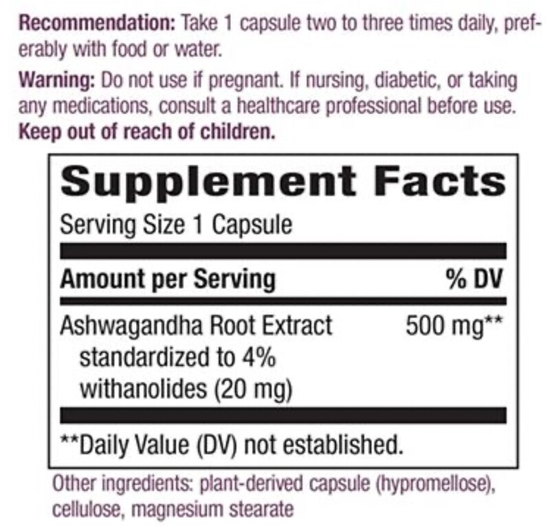 NATURE'S WAY Ashwagandha 60 Vegan Caps.