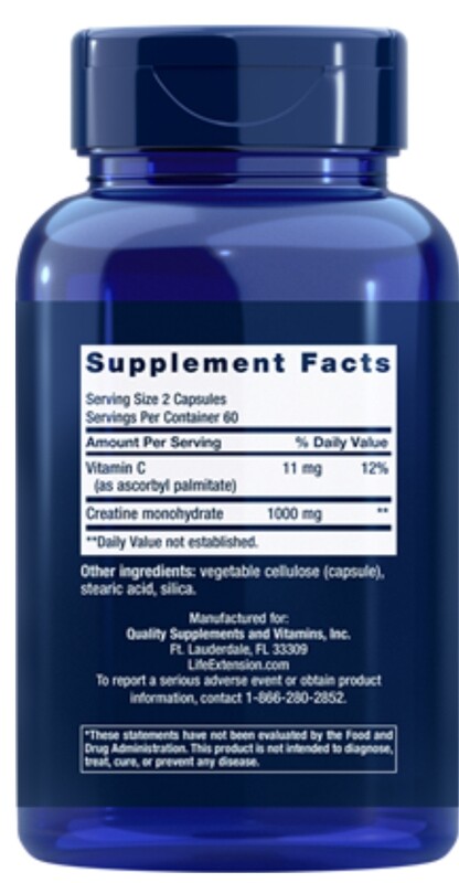 LIFE EXTENSION Creatine Capsules 120 Caps.