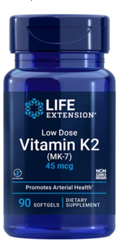 LIFE EXTENSION Low Dose Vit. K2 (MK-7) 45 mcg. 90 Softgels