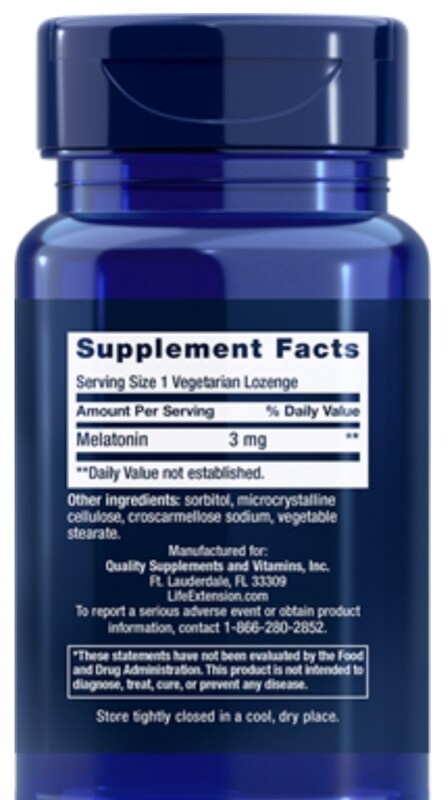 LIFE EXTENSION Melatonin 3 mg. 60 Veg. Lozenges