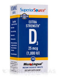 SUPERIOR SOURCE Extra Str. D3--1,000 I.U. 100 Subling. Tabs.