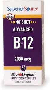 SUPERIOR SOURCE Adv. B-12. 2000 mcg. 60 MicroLingual Tabs.