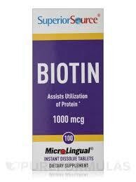 SUPERIOR SOURCE Biotin 1000 mcg. 100 MicroLingual Tabs.