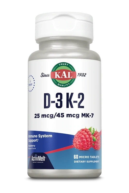 KAL D-3 K-2 25 mcg./45 mcg. MK-7 60 Dissolv. Micro Tabs.