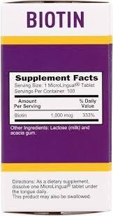 SUPERIOR SOURCE Biotin 1000 mcg. 100 MicroLingual Tabs.
