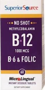 Superior Source  No Shot B12 1000 Mcg B6 &amp; Folic  800 Mcg