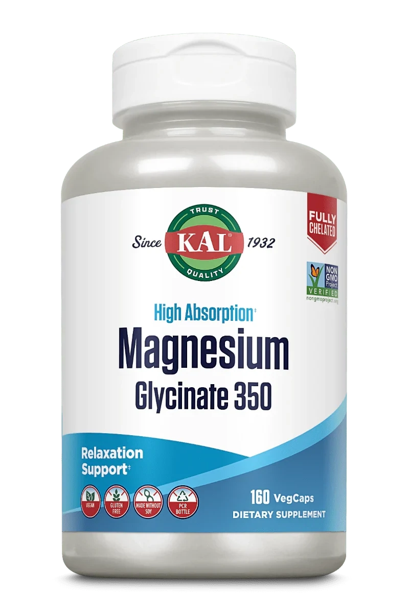KAL Magnesium Glycinate 350--160 Veg. Tabs.