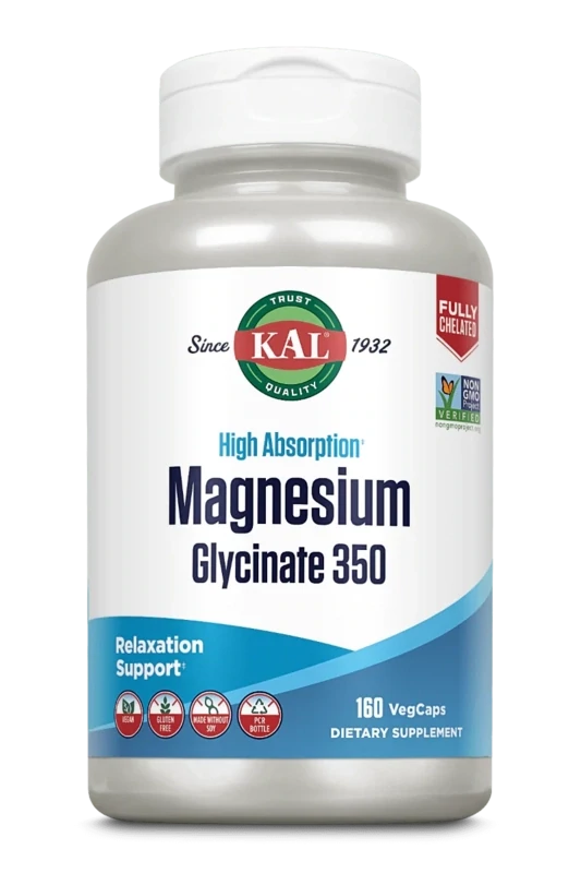 KAL Magnesium Glycinate 350--160 Veg. Tabs.