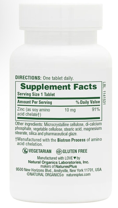 NATURES PLUS Zinc 10 mg. 90 Tabs.