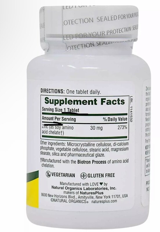 NATURES PLUS Zinc 30 mg. 90 Tabs.
