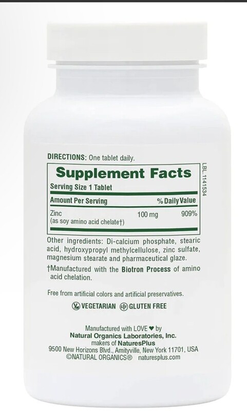 NATURES PLUS Mega Zinc 100 mg. 90 Tabs.