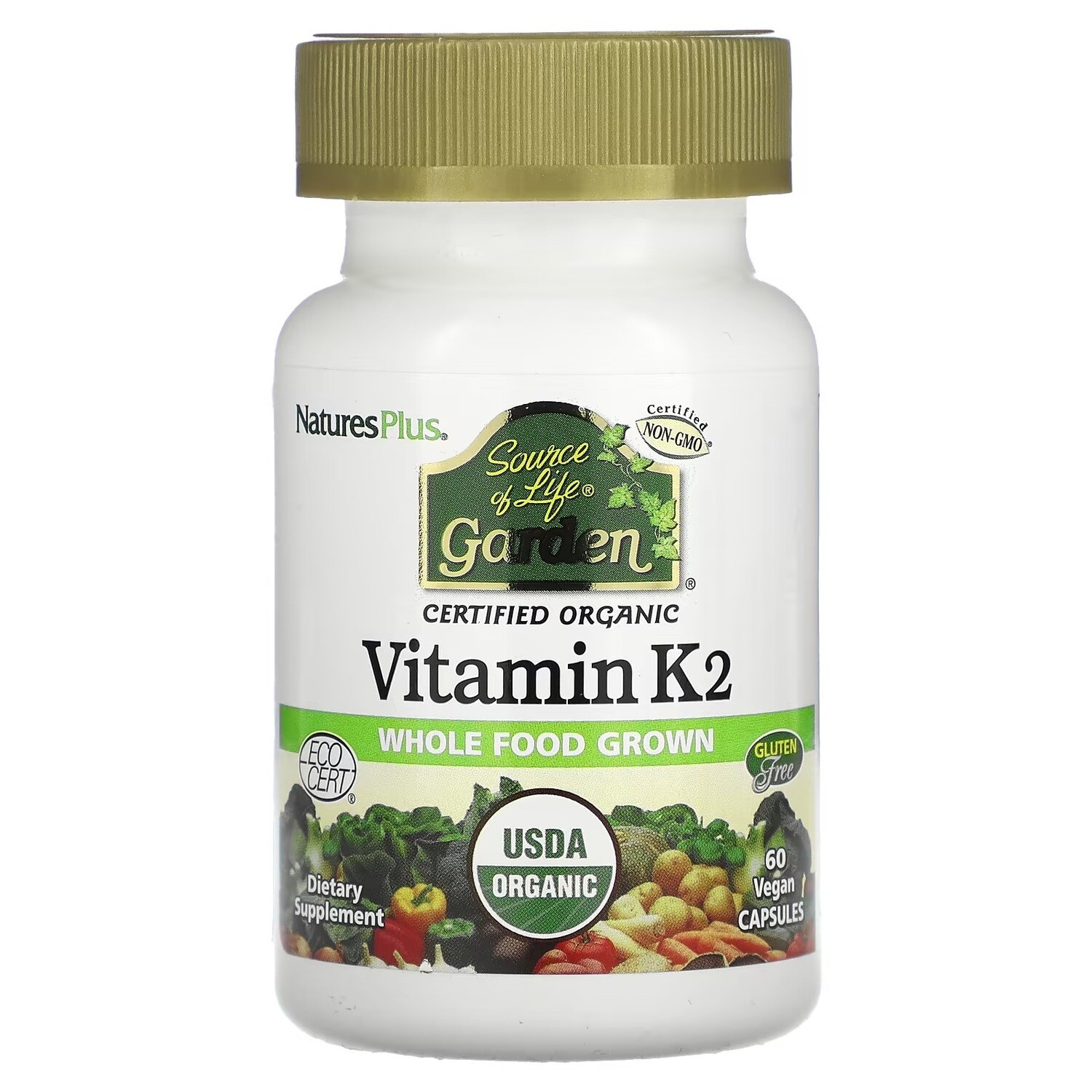 NATURE&#39;S PLUS Source Of Life Vitamin K2 60 Vegan Caps.