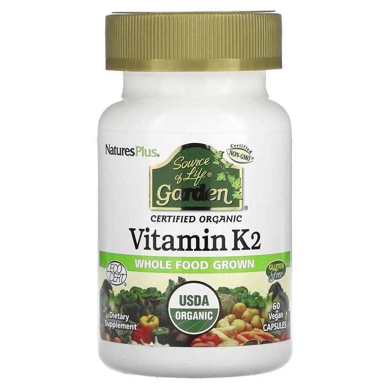 NATURE&#39;S PLUS Source Of Life Vitamin K2 60 Vegan Caps.