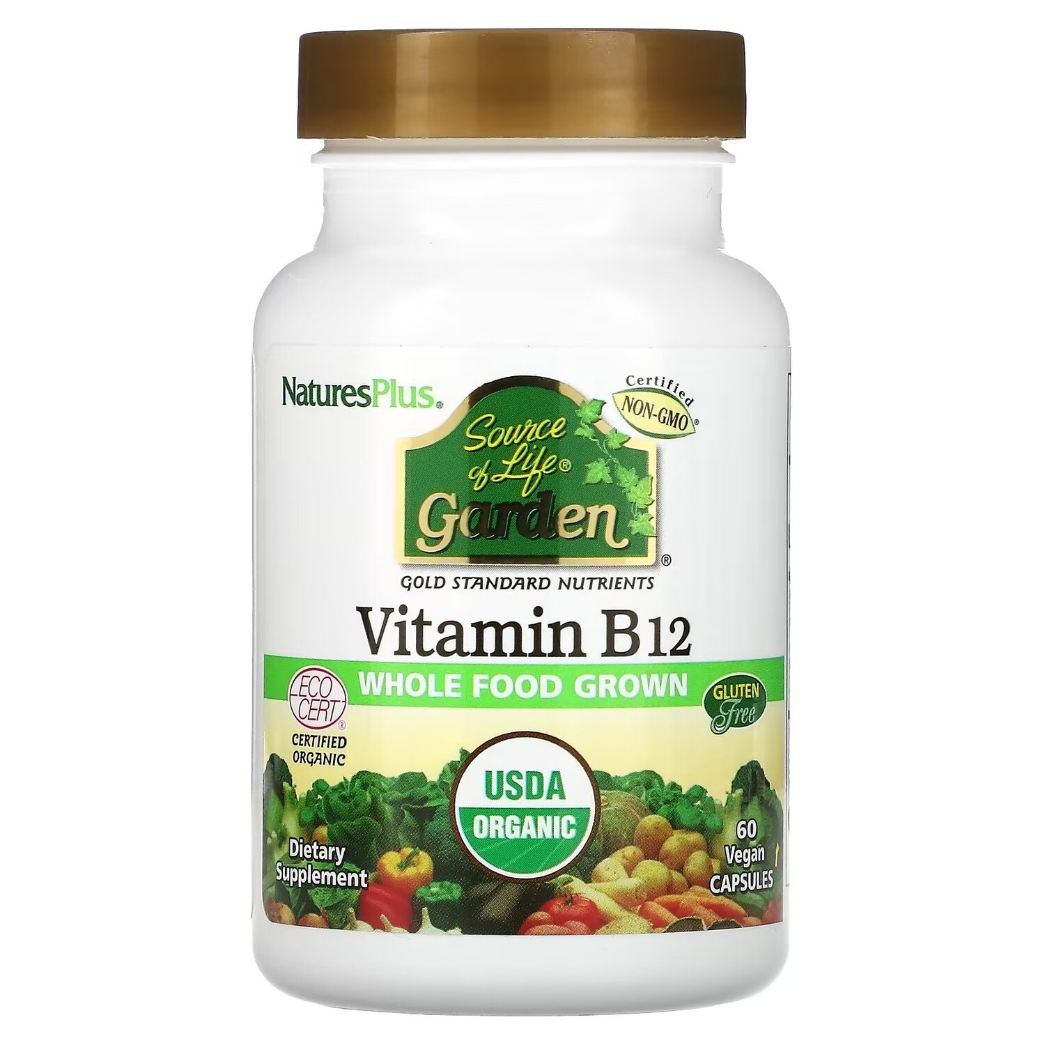 NATURE&#39;S PLUS Source Of Life Garden Org. Vit. B12 60 Vegan Caps.