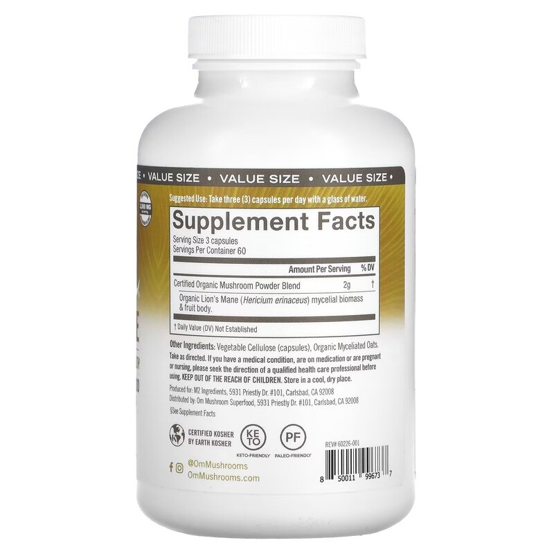 OM Lions Mane 180 Vegetable Capsules