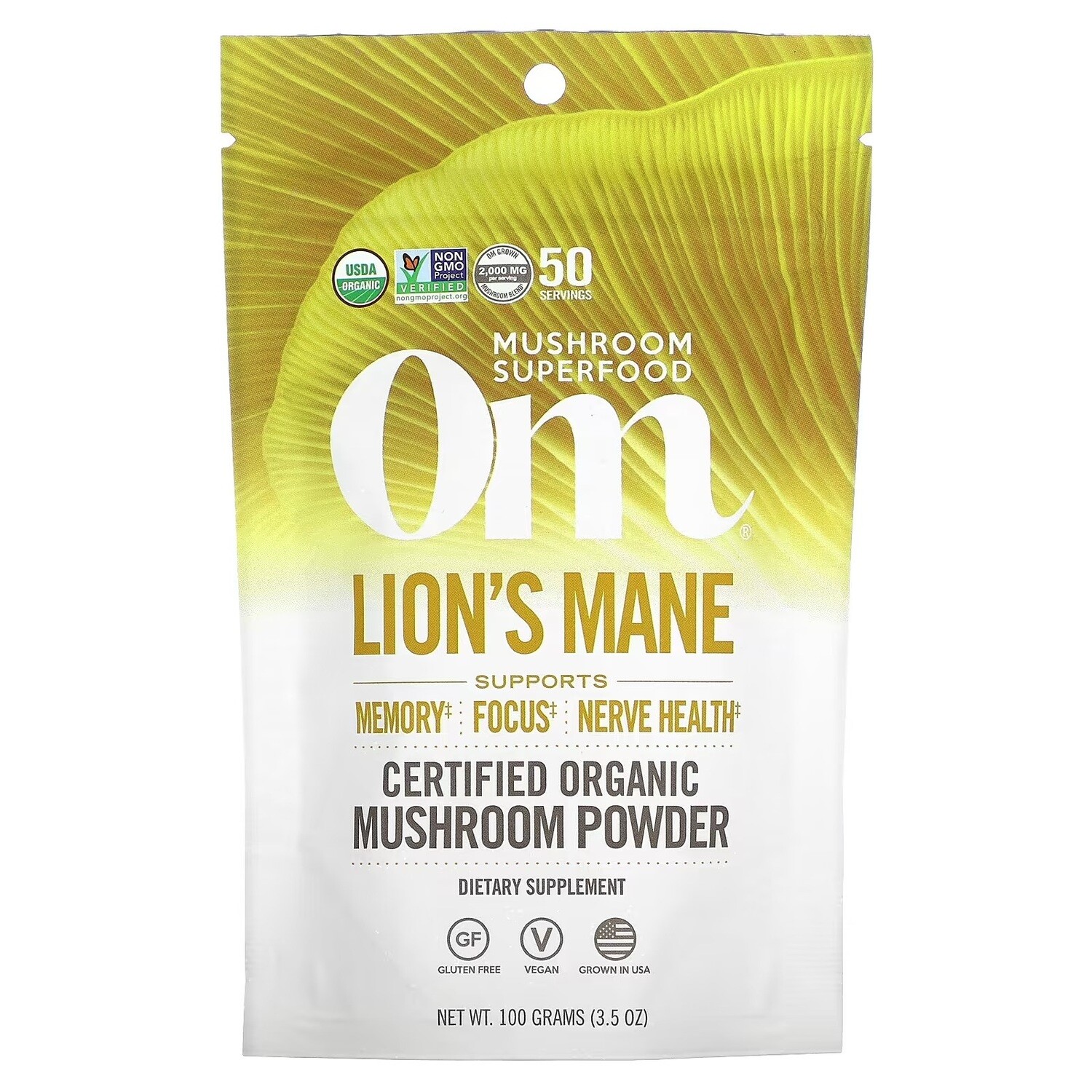 Om Lions Mane Mushroom Powder 3.5oz