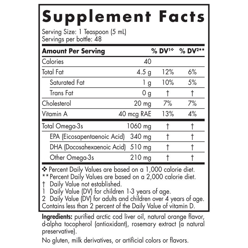 Nordic Naturals Arctic Cod Liver Oil 1060 mg 8 fl oz orange flavor