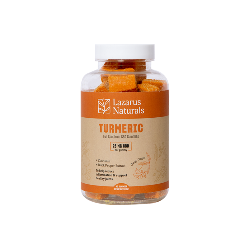 Lazarus Naturals Full Spectrum CBD + Turneric Gummies 25mg 40 count