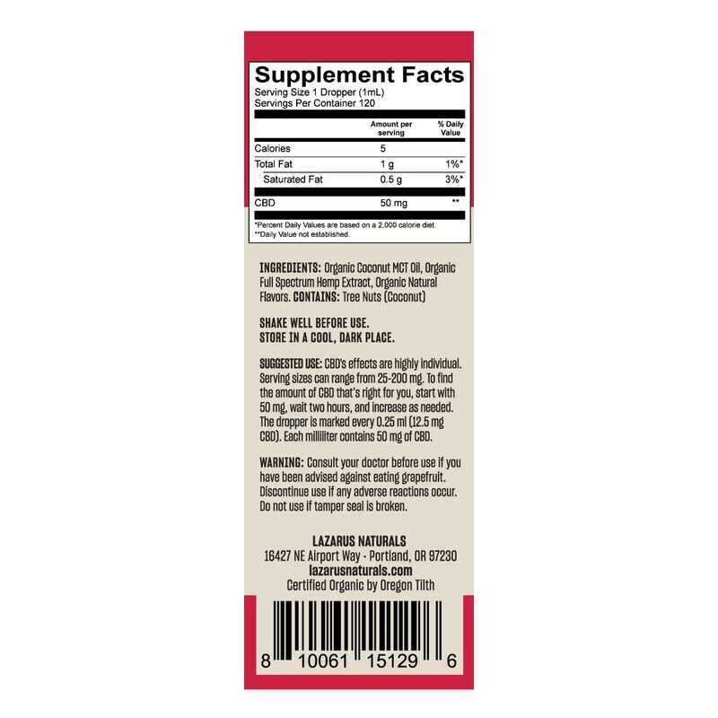 Lazarus Naturals Full Spectrum CBD Tincture 50mg Strawberry Lemonade 6000mg