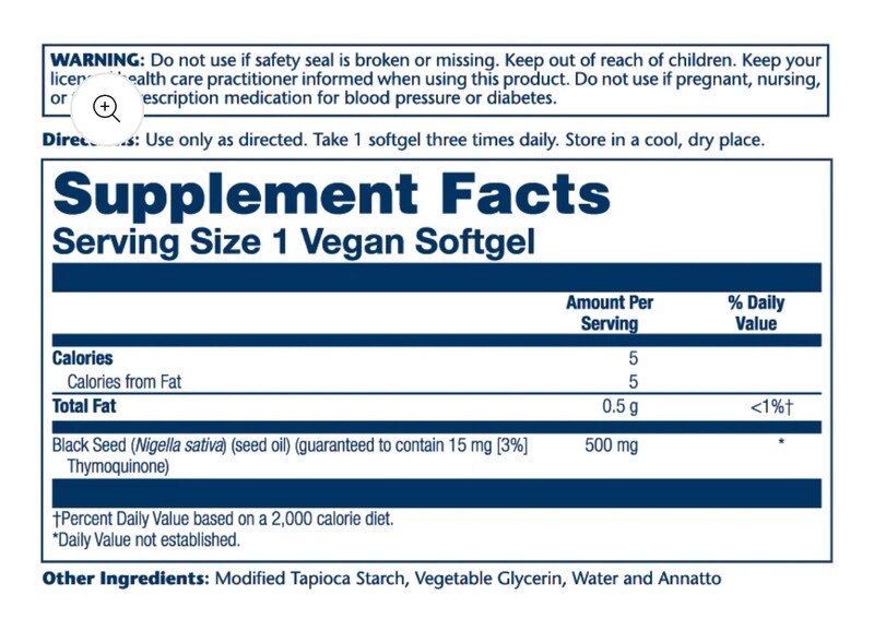 SOLARAY Black Seed 500mg 60 Vegan Softgels