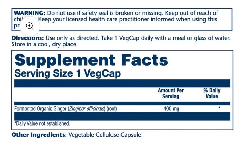 Solaray Fermented Ginger 100 Vegcaps 400mg