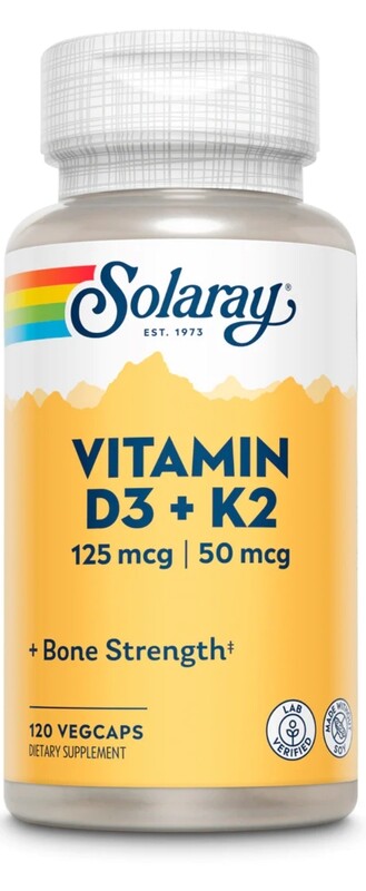 Solaray Vitamin D3 + K2 125mcg + 50mcg 120 veg caps
