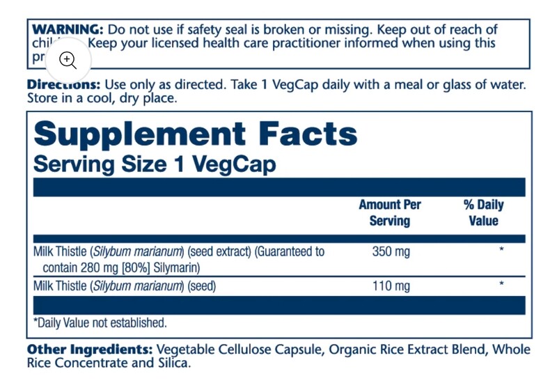 SOLARAY One Daily Milk Thistle 350 mg. 60 Veg. Caps.