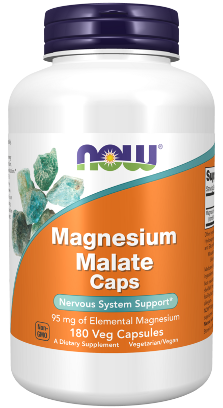 NOW Magnesium Malate Caps 95mg 180 Veg Caps