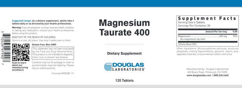 DOUGLAS LABS Magnesium Taurate 400--120 Tabs.
