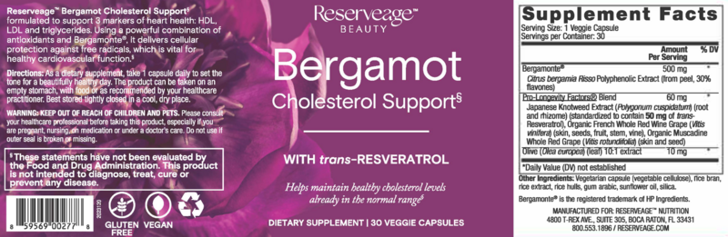 RESERVEAGE Bergamot 30 Veg. Caps.