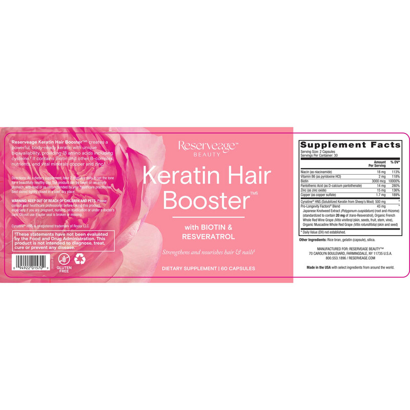 RESERVEAGE Keratin Hair Booster 60 Caps.