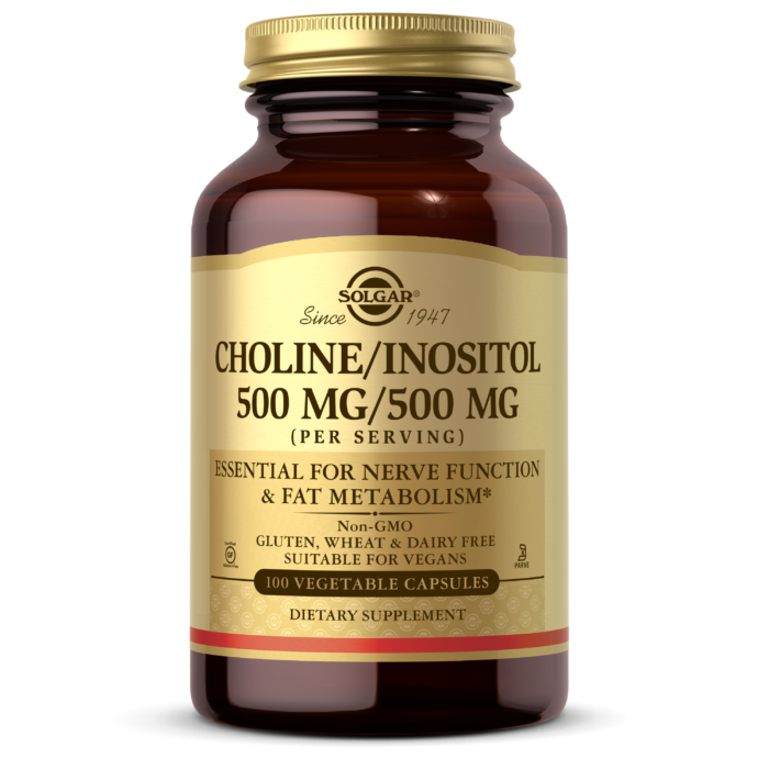 SOLGAR Choline/Inositol 500mg./500mg. 100 Veg. Caps.