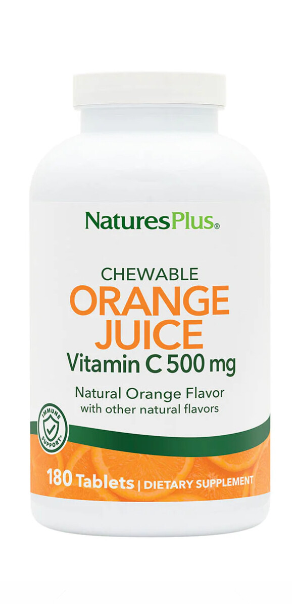 NATURE&#39;S PLUS Orange Juice Vit. C 500 mg. 180 Chew. Veg. Tabs.