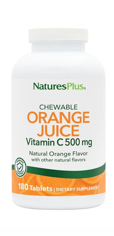 NATURE&#39;S PLUS Orange Juice Vit. C 500 mg. 180 Chew. Veg. Tabs.