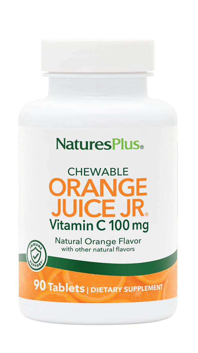 NATURES PLUS Orange Juice Jr. Vit. C 100 Mg. 90 Chew. Veg. Tabs.