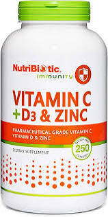 Nutribiotic Vitamin C, D3, &amp; Zinc 250 Capsules