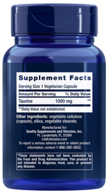 LIFE EXTENSION Taurine 1000 mg. 90 Veg. Caps.