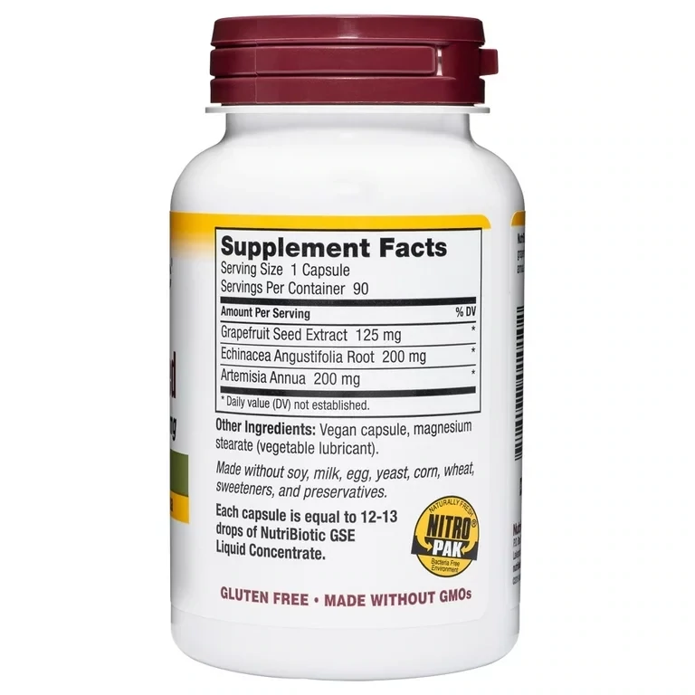 NUTRIBIOTICGrapefruit Seed Extract 125 mg. 90 Vegan Caps.